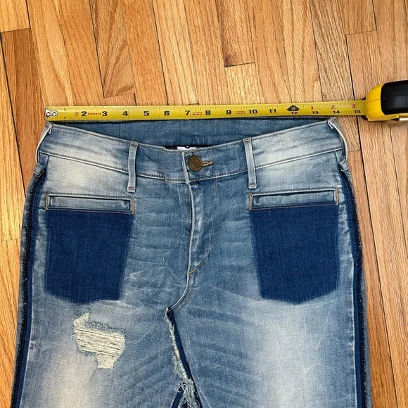 True Religion Distressed Pieced Patchwork Denim Maxi Skirt - Picture 10 of 11